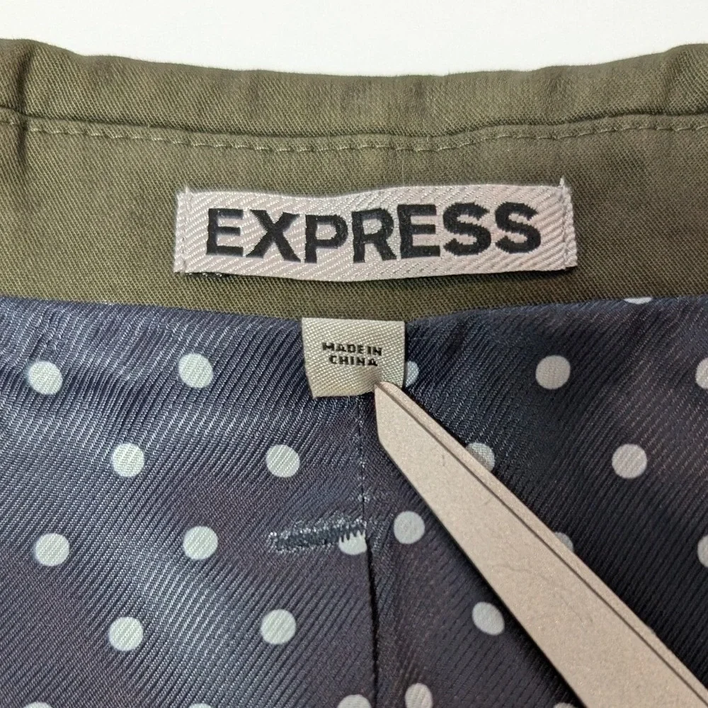 Express Photographer Blazer Mens 36 Short Olive Green Fitted Cotton Stretch
